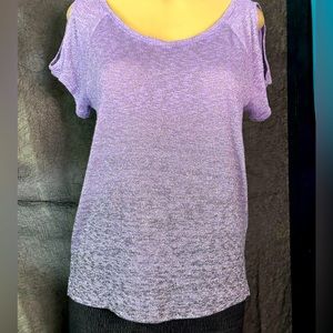Juicy couture blouse w shoulder openings - light purple to dark w silver strings